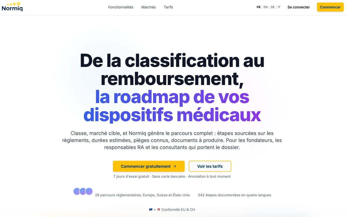 Page d’accueil de Normiq